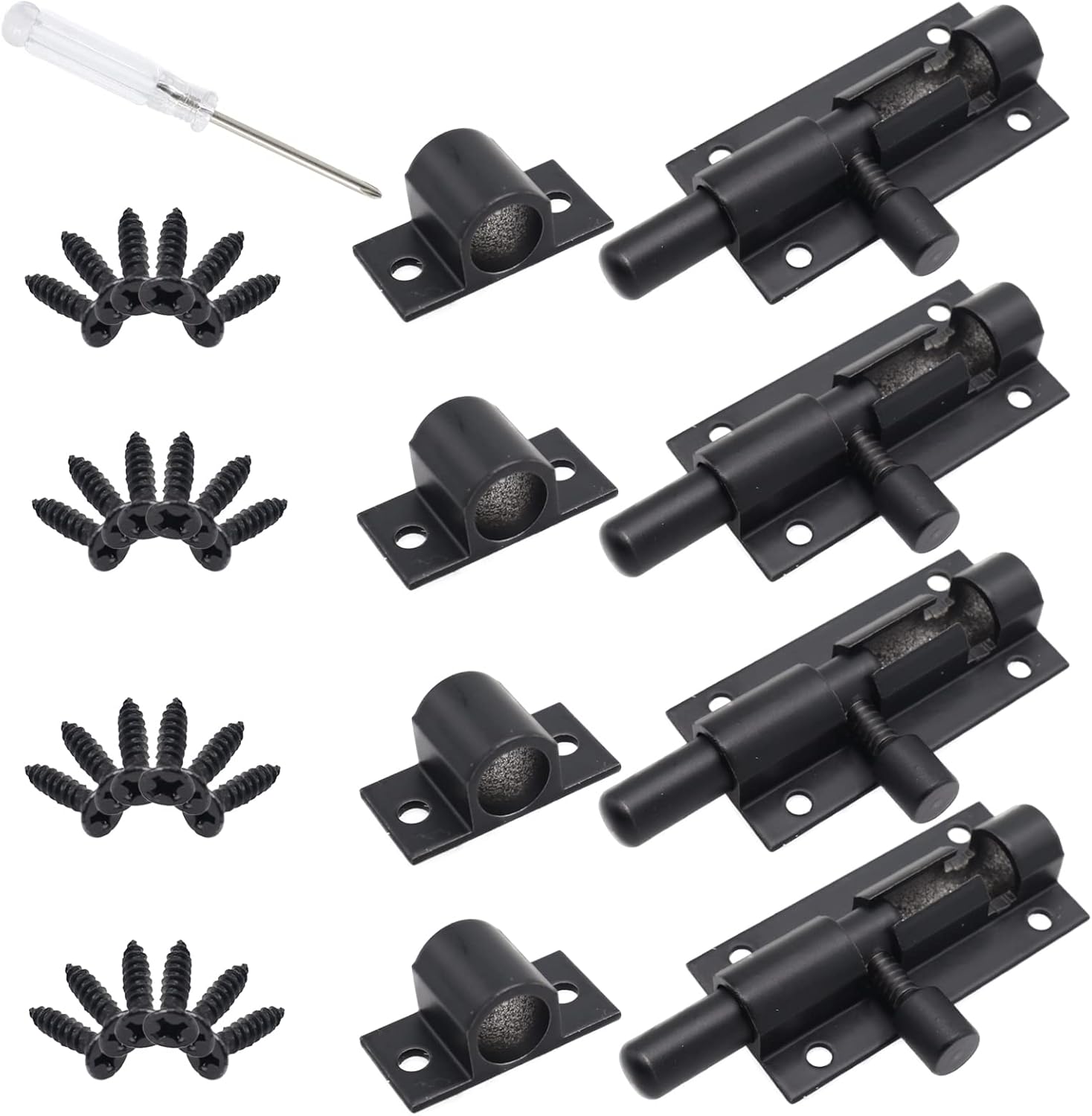 2 Inch Black Slide Barrel Bolt Latch, Aluminum Alloy Slide Door Latch Lock, Heavy Duty Gate Sliding Bolt Latch Lock for Home Yard Garden Door Security, with Screws, 4pcs