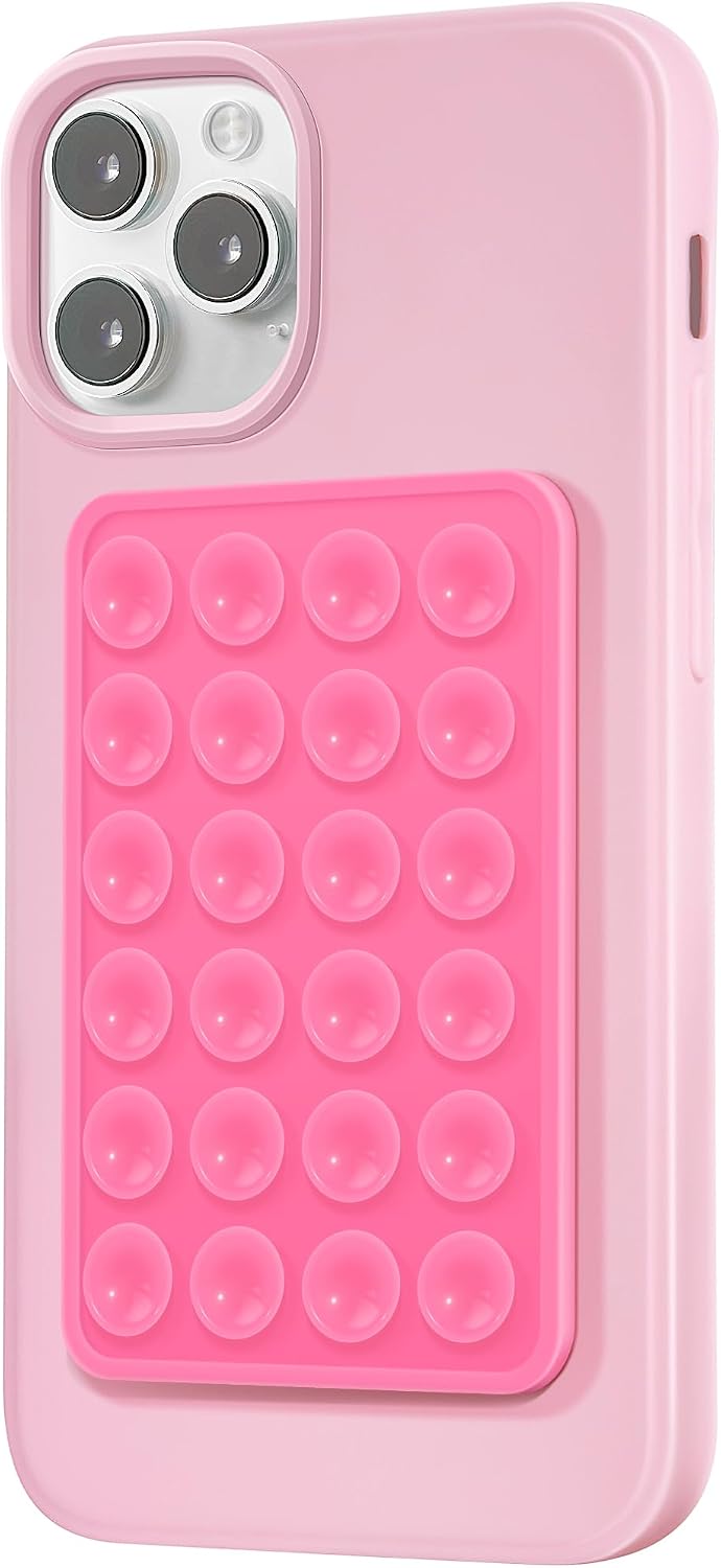 Silicone Suction Phone Case Adhesive Mount- Phone Sticky Grip for iPhone and Android, Hands-Free Sticky Cell Phone Grip, Mobile Fidget Mirror Holder for Selfies and Videos