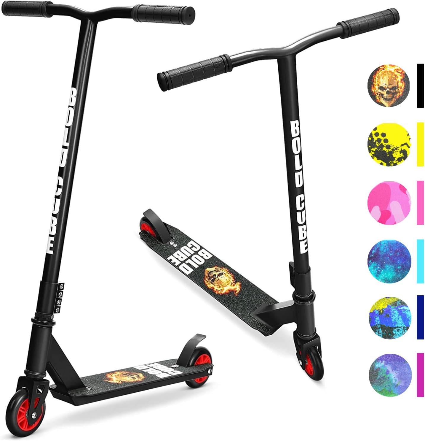 BOLDCUBE Beginner Stunt Scooter for Kids Ages 8-12, 6-12 Years - Lightweight Aluminum Deck, 360° - Freestyle Kids Scooter