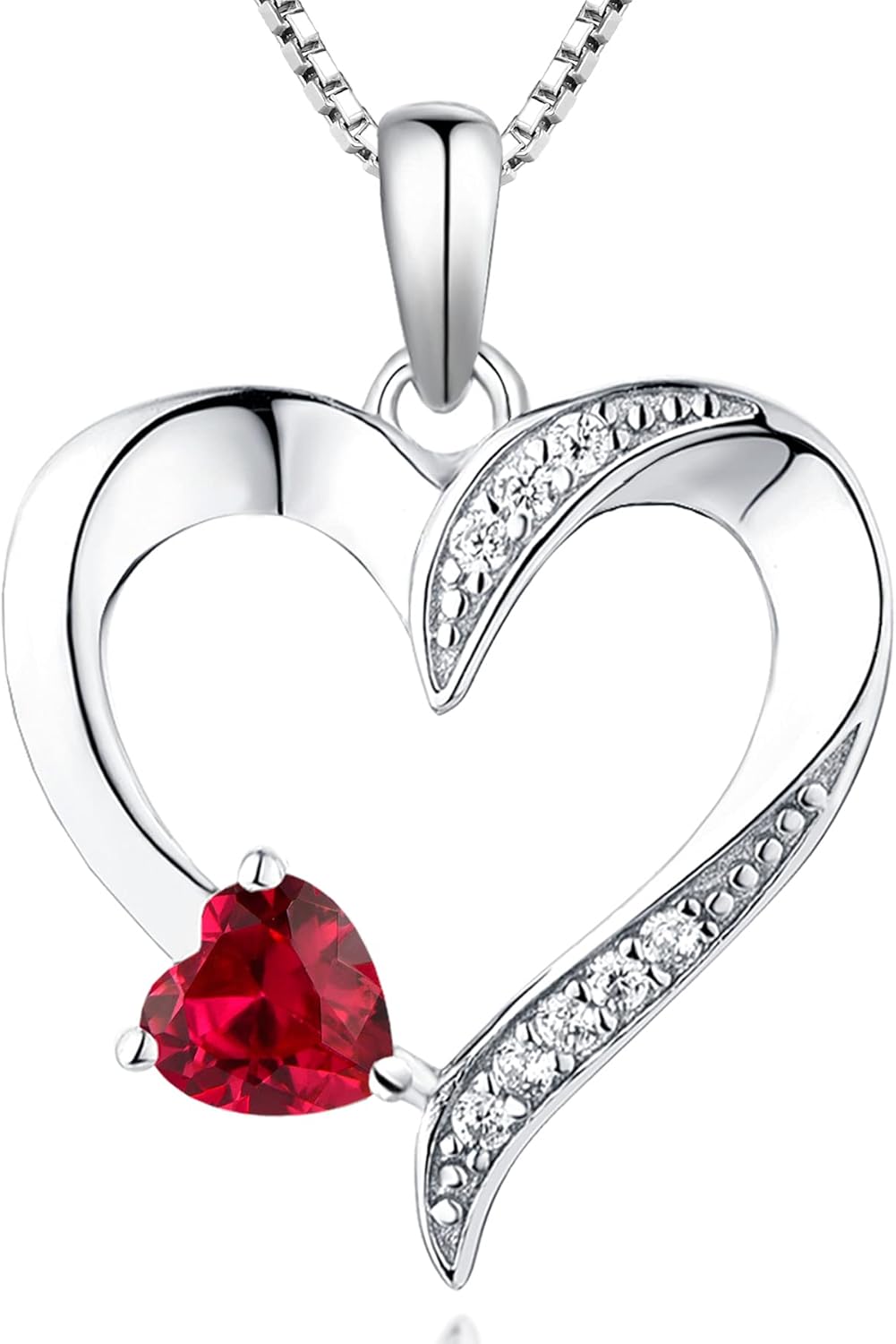 YL Heart Necklace 925 Sterling Silver Love Heart Pendant Birthstone Jewelry for Women
