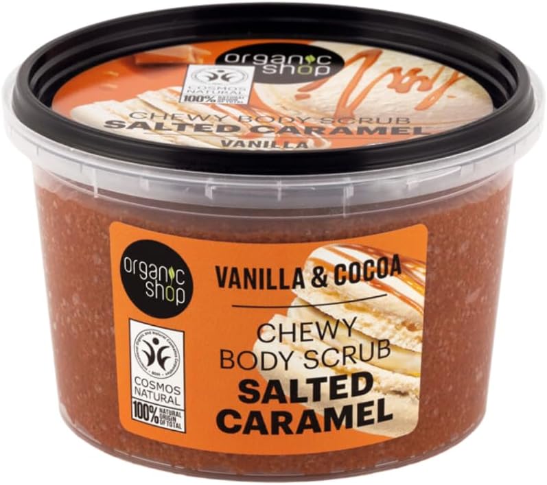 Organic Shop 250ml Body Scrub Salted Caramel Chewy Vanilla & Cocoa