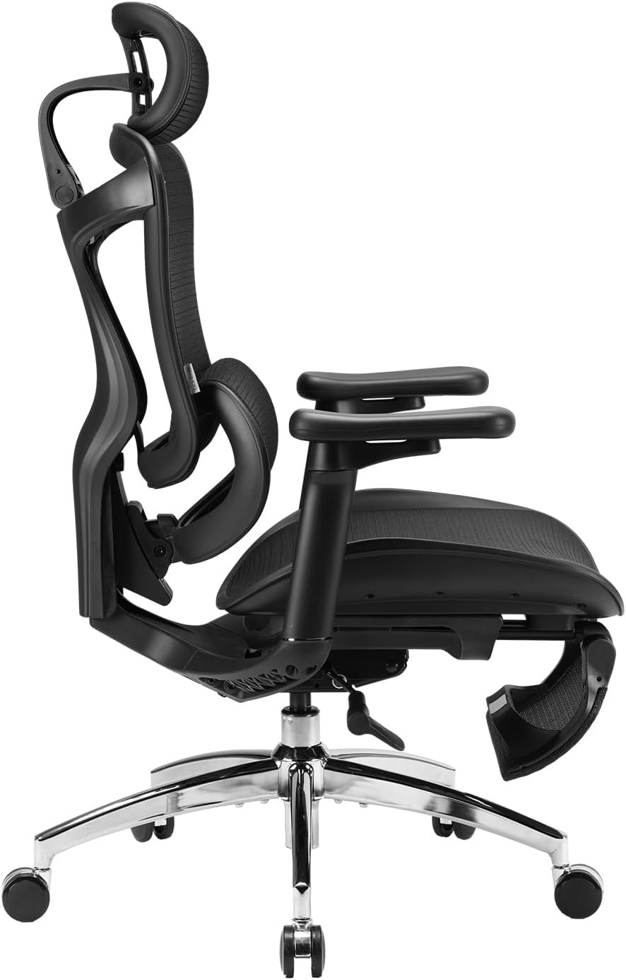 SIHOO Ergonomic Office Chair with Dynamic Lumbar Support, 3D Armrests & Adjustable Backrest, Footrest for Enhanced Comfort, Desk Chair for Home Office, Doro C300 - Black (Supports up to 150 kg)