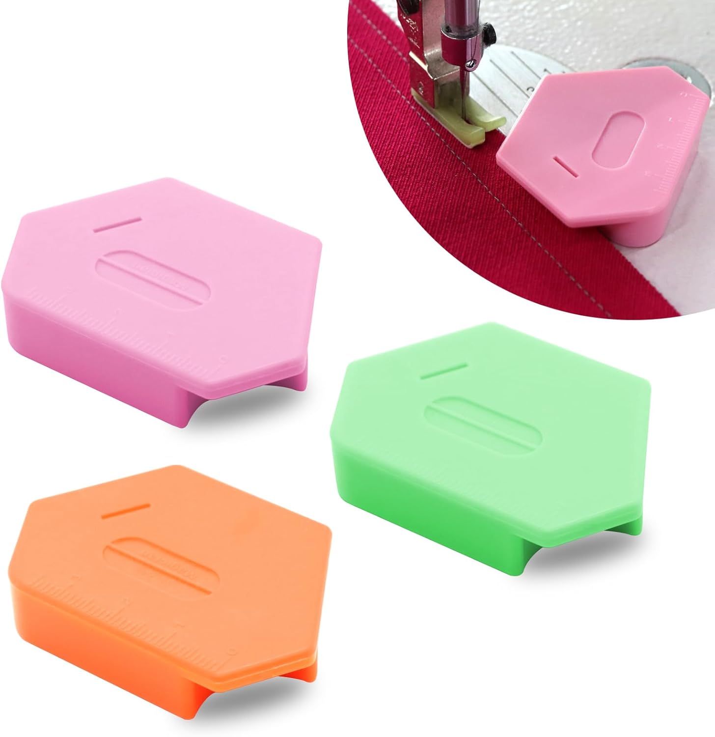 3PCS Magnetic Seam Guide for Sewing Machine, Multifunctional Polygonal Hemmer Guide with Scale, Universal Sewing Quilting Supplies Accessories Tools