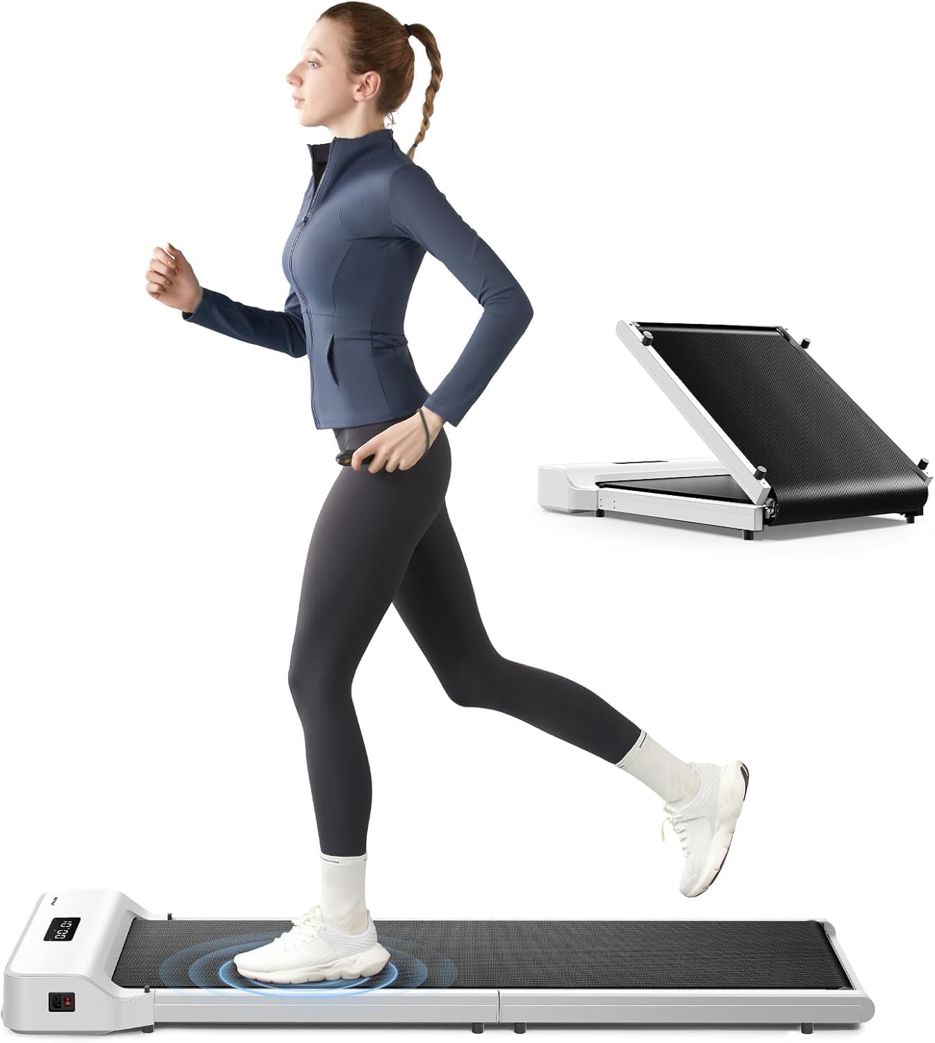 WalkingPad Z1 Foldable Walking Pad Treadmill, Under Desk Compact Design | 180° Foldable Design for Easy Storage, Space Saving, Quiet Motor and LED Display for Daily Home Office Walking and Jogging