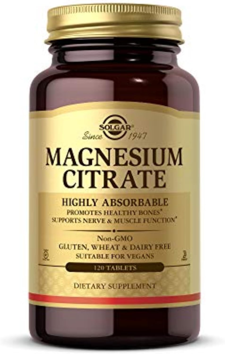 Solgar Magnesium Citrate, 120 Tablets - Promotes Calm, Non-GMO, Gluten Free