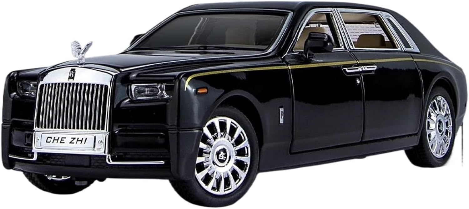 BOFSMXXNP Die-cast 1:24 For Rolls-Royce Phantom Die-cast Car Model Simulation Pull Back Luxury Car Zinc Alloy Metal Ornaments(Black)