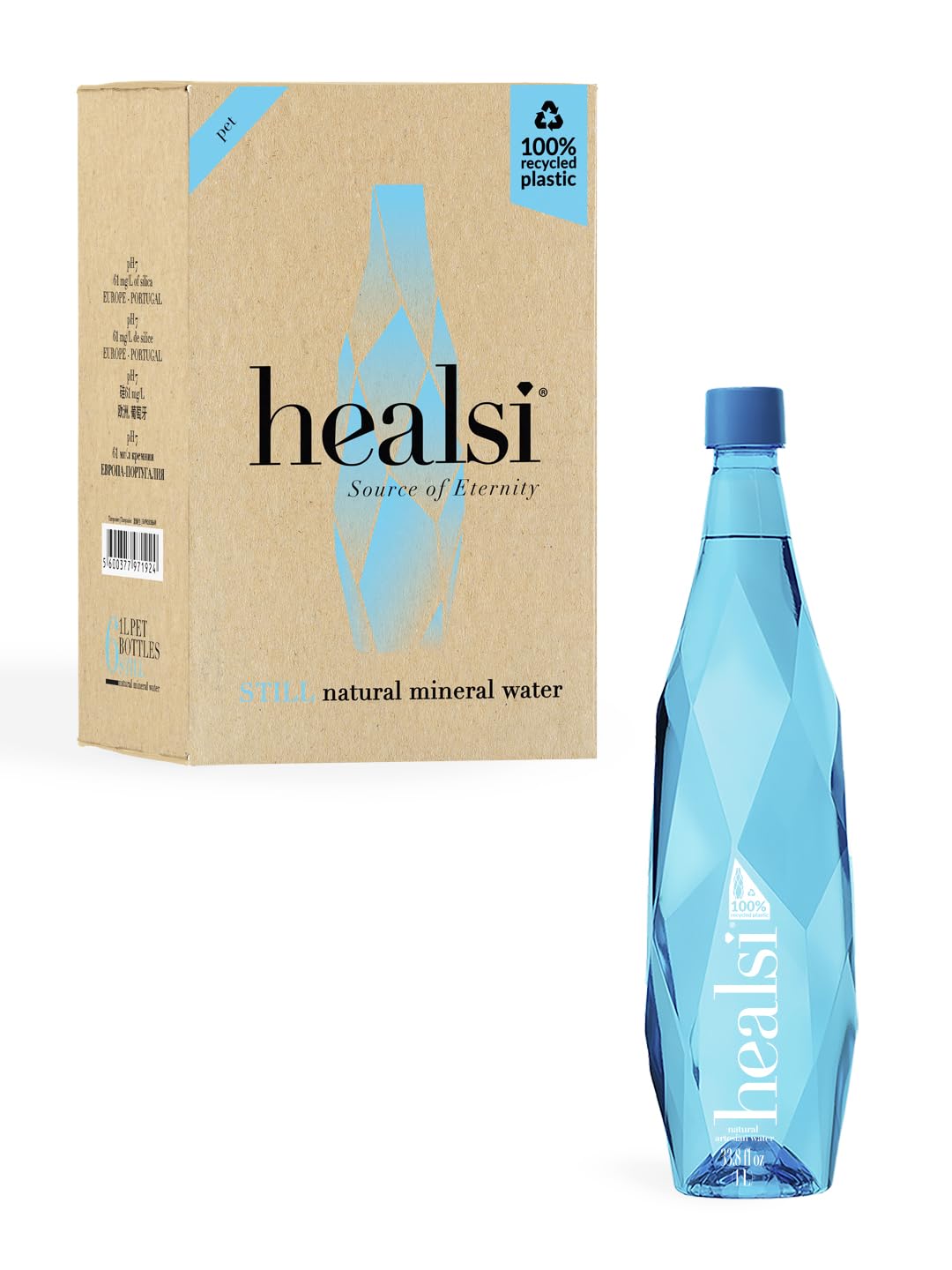 Healsi Natural Artesian Still Water, pH7, Rich in Silica, 6 x 33.8 fl oz – Turquoise | Pure Artesian Water | Naturally Rich in Silica for Optimal Hydration