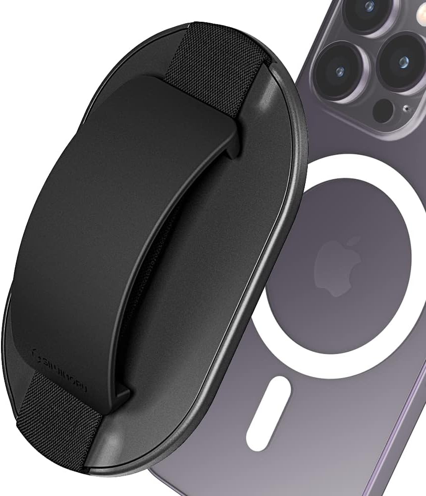 Sinjimoru for MagSafe Grip, Magnetic Phone Grip for MagSafe Stand, Strong Magnetic Phone Holder for iPhone 16 15 14 13 12. M-SGrip Black