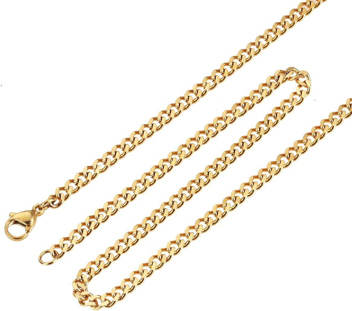 Gold Plated Necklace 3.5mm Thick Curb Chain Size: 16 18 20 22 24 30 inch/40 45 50 55 60 75 cm