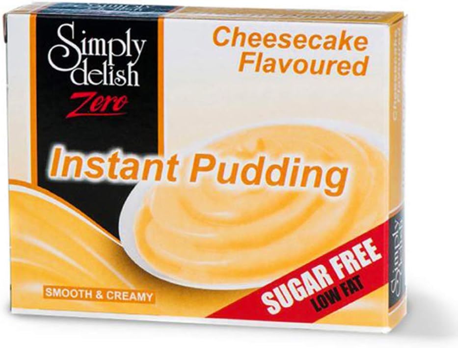 Simply Delish, Sugar Free Instant Pudding - Gluten Free, Vegan Sweet, Cheesecake Flavour - Pack of 6, Low Fat Pudding