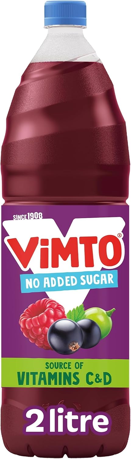 Vimto Original Real Fruit Squash No Added Sugar - Low Calorie Mixed Fruit Juice Squash, Blackcurrant, Grape & Raspberry, 2L Bottle (Pack of 6)