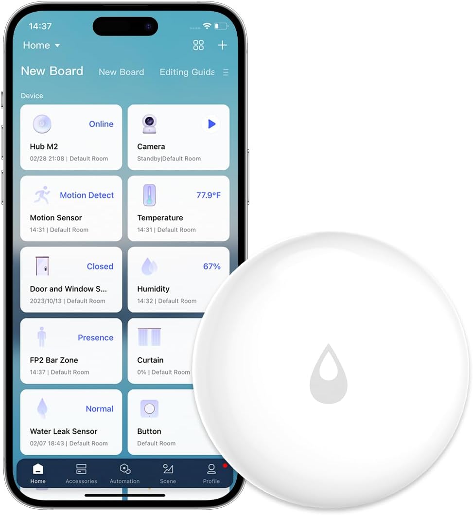 Aqara Water Leak Sensor, REQUIRES AQARA HUB, Wireless Water Leak Detector, Wireless Mini Flood Detector for Alarm System and Smart Home Automation, Water Sensor Alarm for Kitchen Bathroom Basement