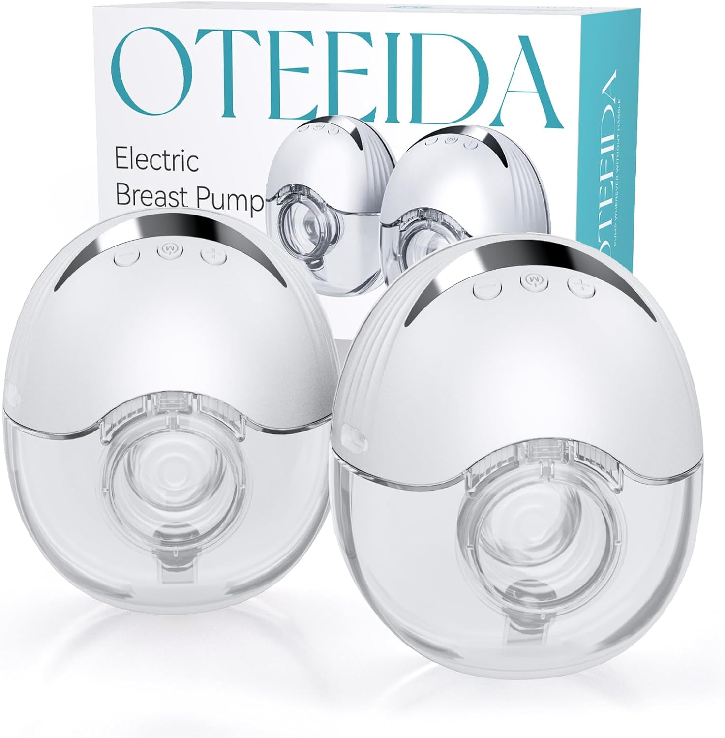 Hands Free Breast Pump Wearable MY-375 - Strong Suction, Low Noise, Wearable Breastfeeding Pump with 4 Mode &12 Levels, Portable Electric Breast Pump 24mm - 19/21/Insert/Flange, 2 Pack (White)