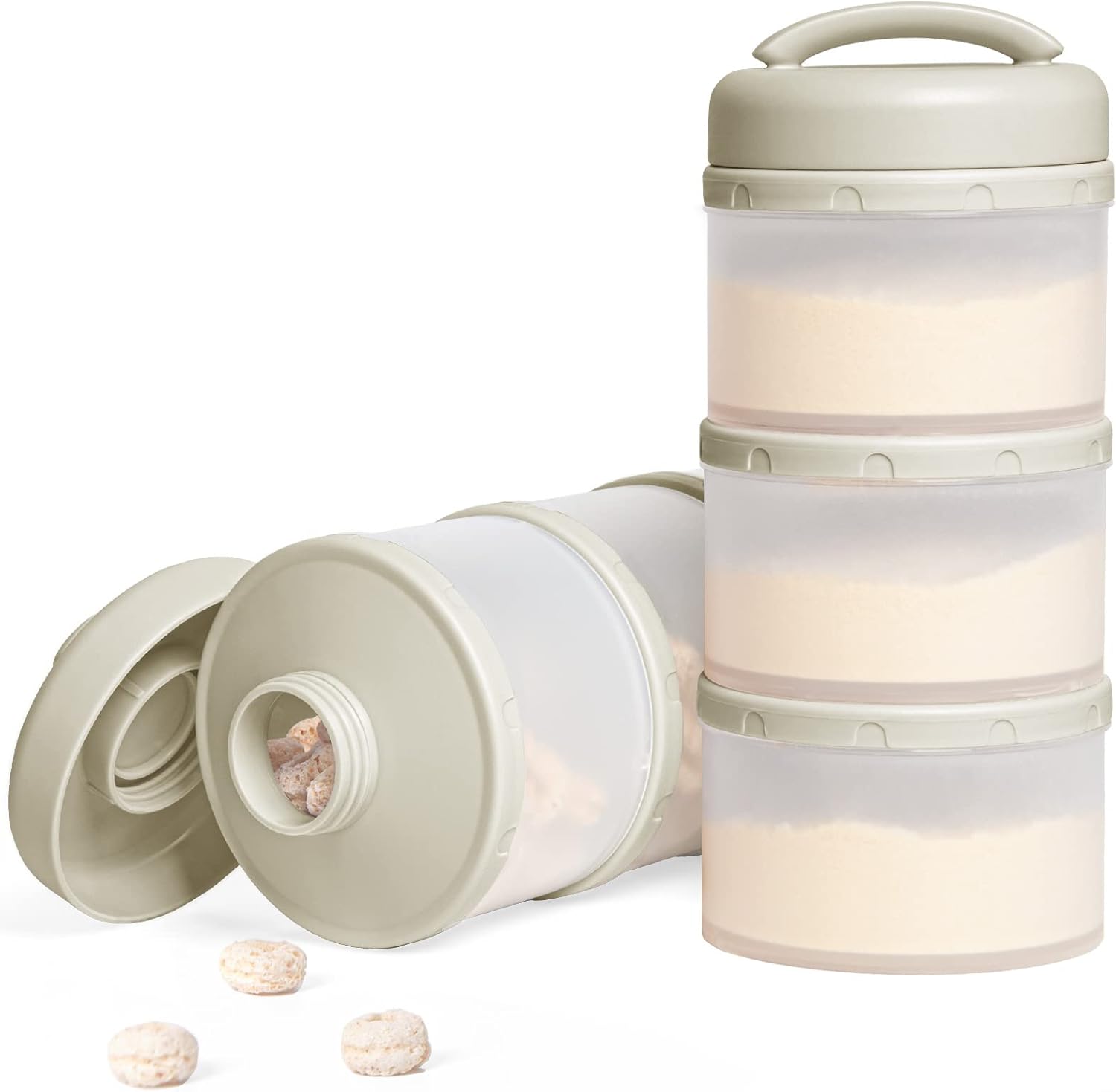 Termichy Baby Milk Powder Dispenser Pots Stackable Baby Formula Container, 2 Pack (Warm Grey)