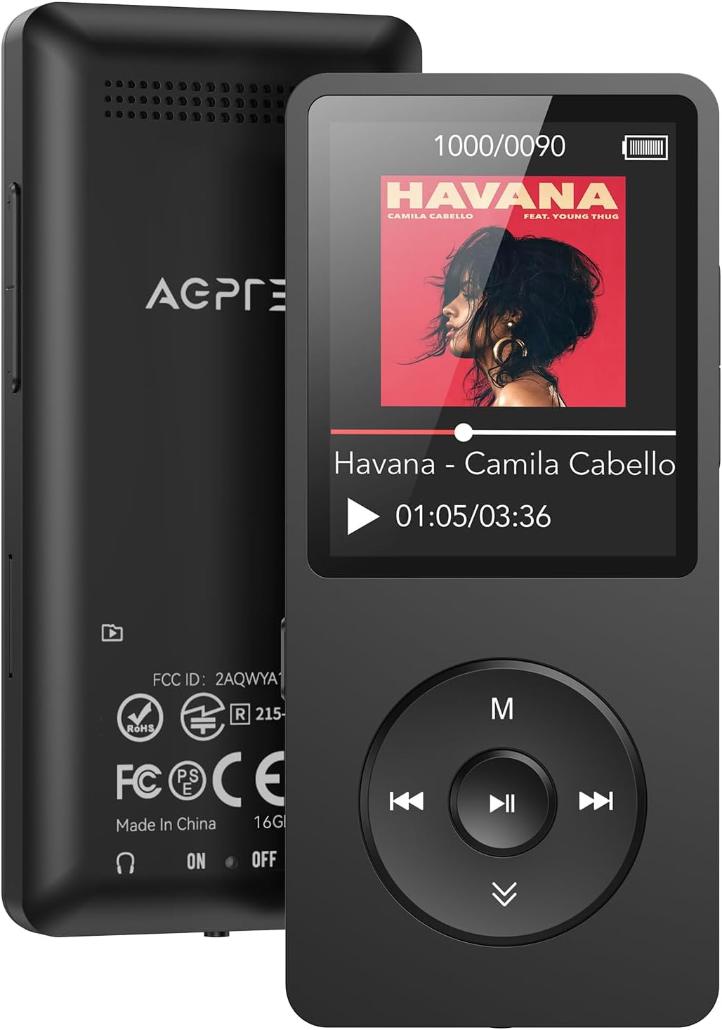 AGPTEK A02 MP3 Player with Bluetooth 5.3, 1.8'' 32GB Portable Music Player