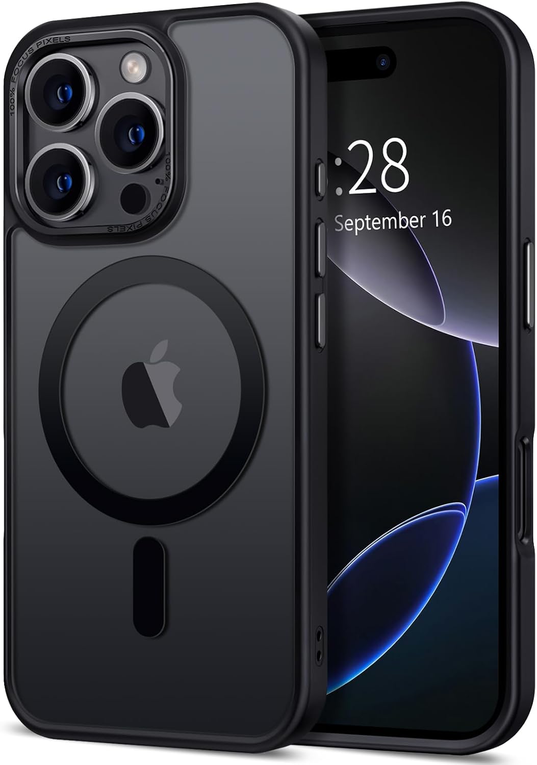 Hython Case for iPhone 16 Pro Case Magnetic Translucent Matte Phone Cases 6.3" [Compatible with MagSafe] Thin Slim Fit Shockproof Bumper Hard Protective Cover for Women Men Girls, Frosted Black