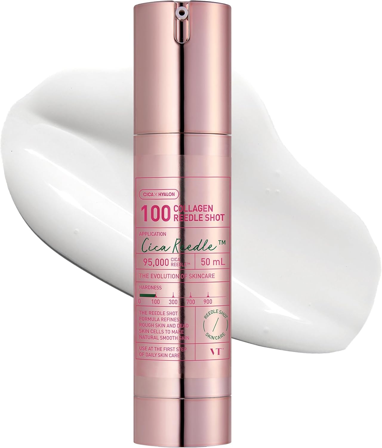 VT COSMETICS Pink Reedle Shot 100, Collagen Microneedling Serum, Firming & Elasticity, 500Da Collaagen Extract, Soft & Glass Skin, Pink Collaagen Serum, Korean Skin Booster 1.69Fl Oz(50ml)