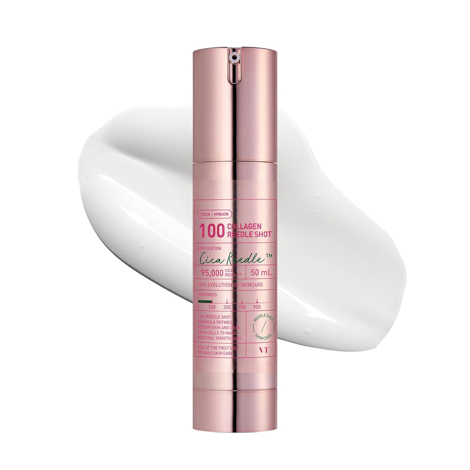 VT COSMETICS Collagen Reedle Shot 100, Microneedling Serum, Firming & Elasticity, 500Da Collagen Extract, Soft & Glass Skin, Pink Serum, Korean Skin Booster 1.69Fl Oz(50ml)