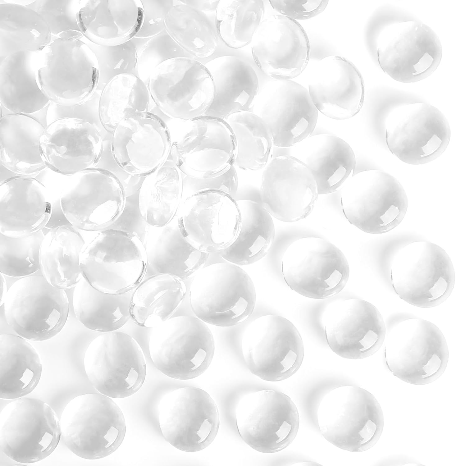 VGOODALL Clear Glass Pebbles 420-Pack 1.9kg|1.5-2cm Crystal Stones for Aquarium Gravel, Vase Filler, Hydroponics & Home Decor