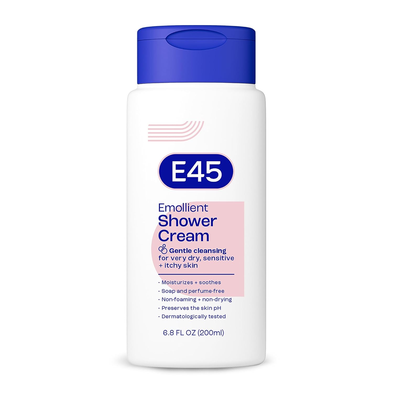 E45 Emollient Shower Cream, Body Wash for Sensitive Skin, 6.8 fl oz | E45 cream brings comfort for dry, itchy skin, for sensitive skin, fragrance free body wash, non-drying