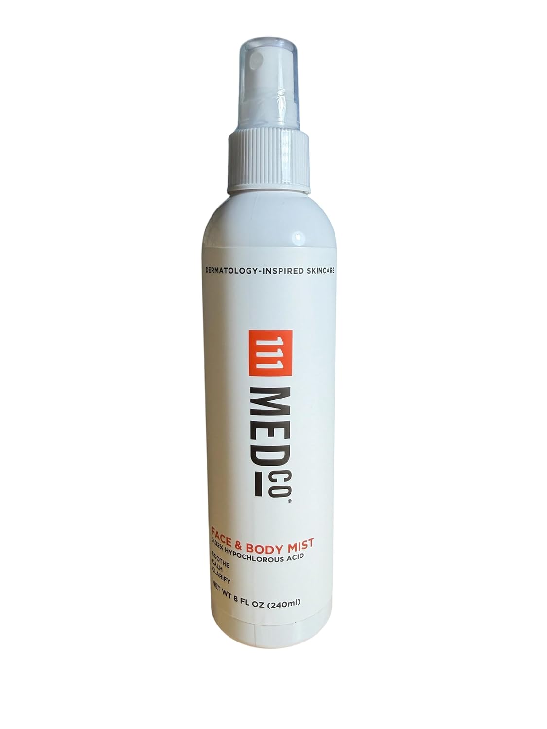 111MedCo 0.02% Hypochlorous Acid Facial Spray, Gentle pH‑Balanced Skin Mist for Sensitive and Acne‑Prone Skin, Helps Soothe Redness and Support Skin Barrier, 8 oz