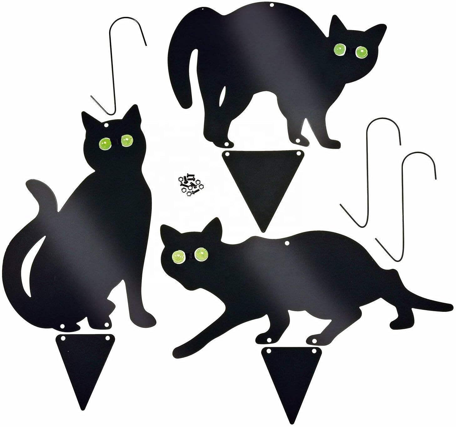 Unibos | Cat Silhouette for Garden | Cats Scarer with Marble Eyes | Bird Deterrent, Fox Repellent, Rodent Repeller | Decorative - Weatherproof and Ecological | 𝗣𝗮𝗰𝗸 𝗼𝗳 𝟯