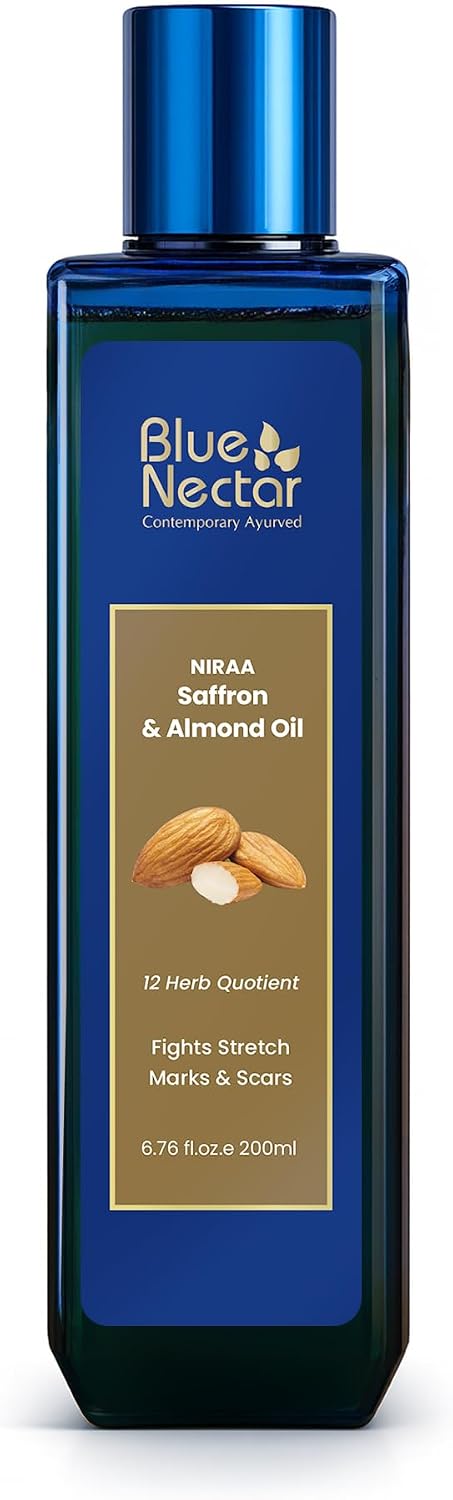 Blue Nectar Saffron & Almond Collagen Body Oil for Crepey Skin Treatment