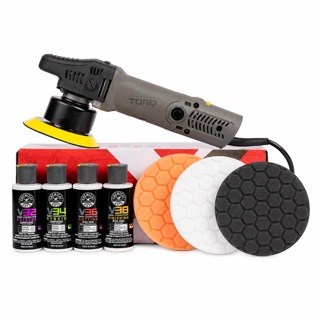 Chemical Guys, TORQX Random Orbital Polisher Kit, 800W Motor, 9-Piece