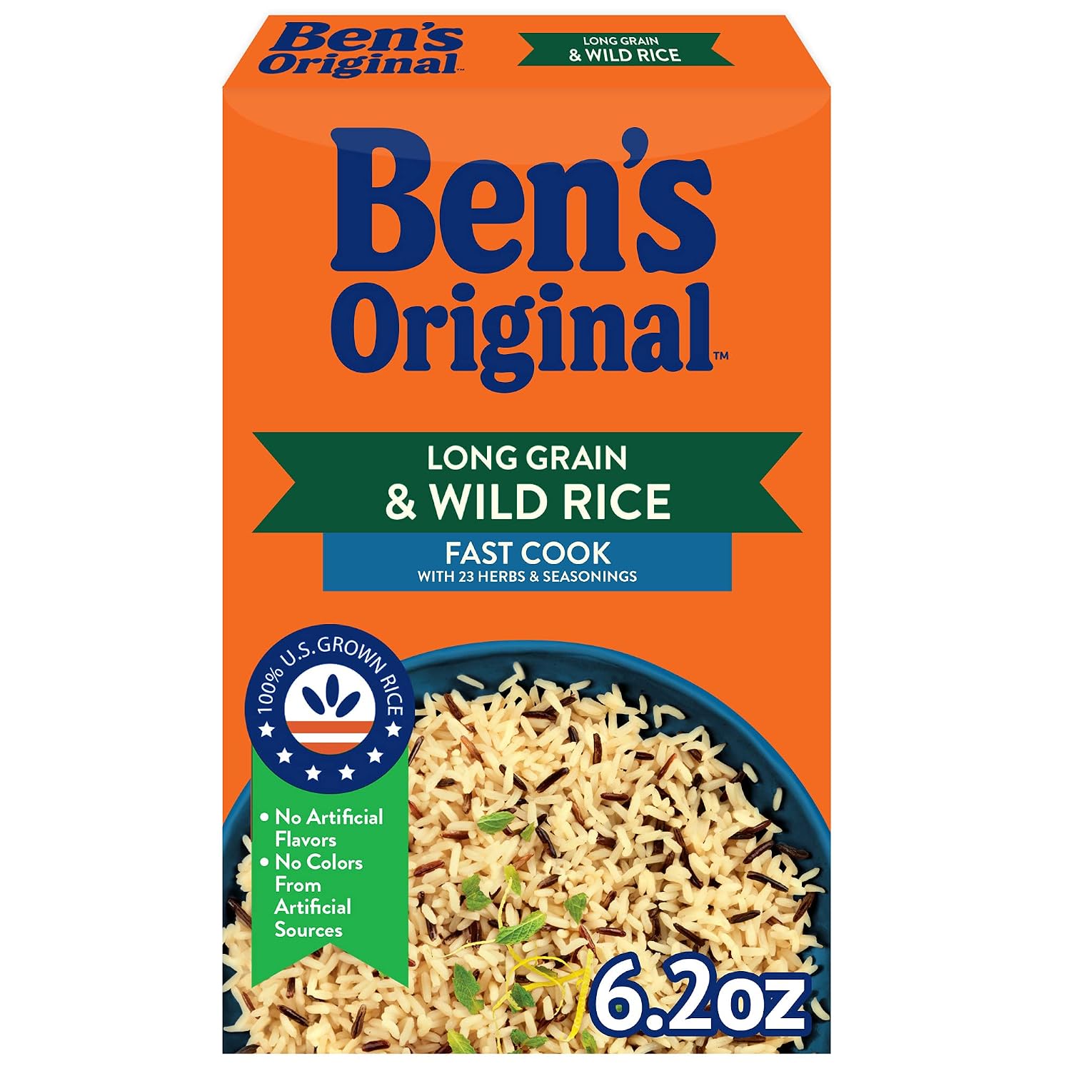 BEN'S ORIGINAL Long Grain Rice and Wild Rice, Fast Cook Rice, 6.2 OZ Box Pack of 12
