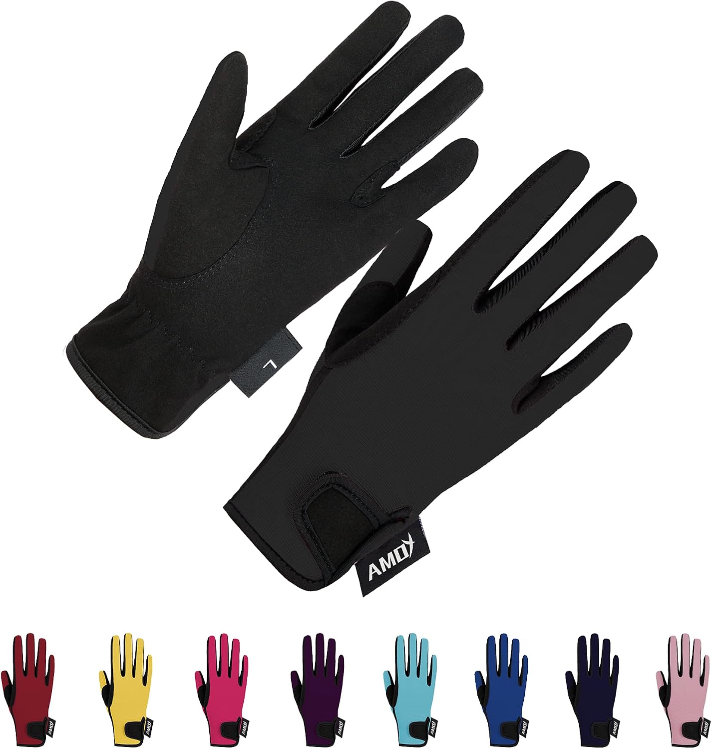 Amoy Kids Horse Riding Gloves Breathable Children Equestrian Horseback Anti-Slipping Boys & Girls Youth Outdoor Biking Cycling Sport Mitts