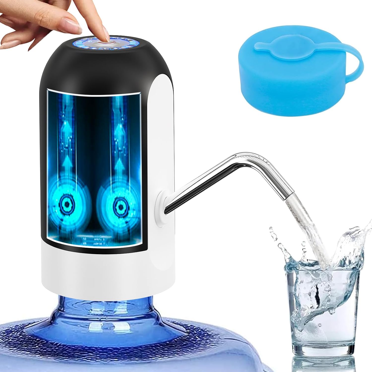 Myvision Water Dispenser for 5 Gallon Bottle, Portable USB Charging Electric Water Pump, Drinking Water Jug Pump for Home, Kitchen, Living Room, Office, Camping, Universal for 3-5 Gallon (Black)
