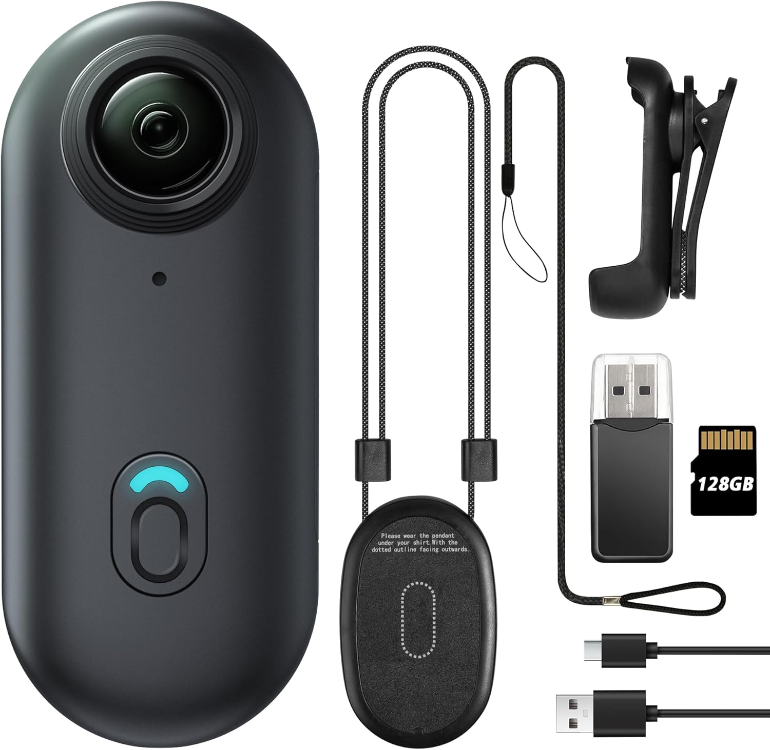 128GB FHD 1080P Mini Body Camera, Wearable Action Body Cam, Thumb Size Hands Free Recording Body Worn Camera, Premium Portable Camcorder Mount Anywhere for Work, Travel, Pet Walking (Black)