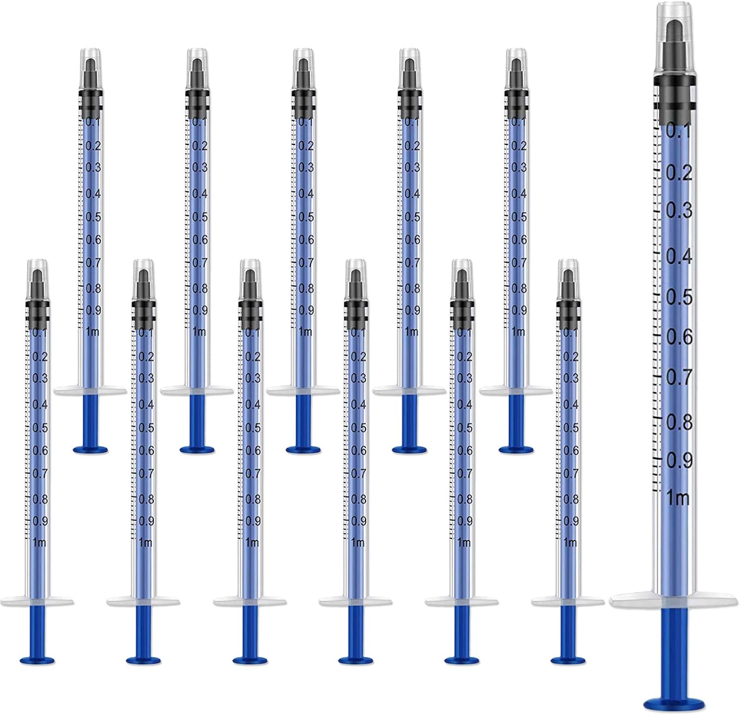 12 Pack 1ml Plastic Syringes With Luer Slip Tip, Individually Sealed with Measurement for Refilling and Measuring Liquids, Scientific Labs Experiment, Feeding Pets, Oil or Glue Applicator (No Needle)