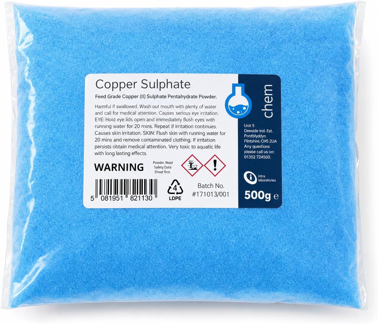 Copper (II) Sulphate Pentahydate Fine Powder - 500g