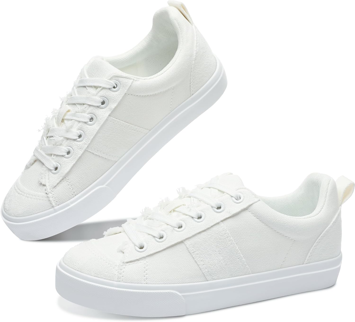 Obtaom Women's Canvas Sneakers Cute Lace up Fashion Sneaker Comfortable Skate Shoe for Lady Casual Tennis Flats