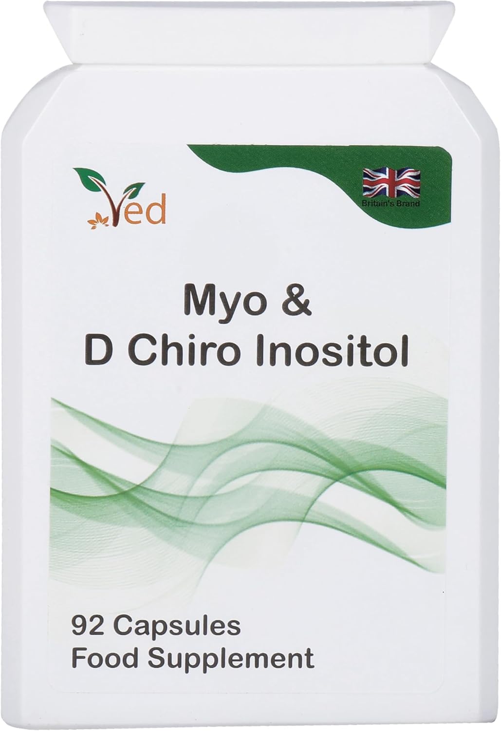 VED Myo & D Chiro Inositol, myo- inositol 2000 mg & D Chiro Inositol 300 mg 92 Vegan Capsule (23 Days Supply)