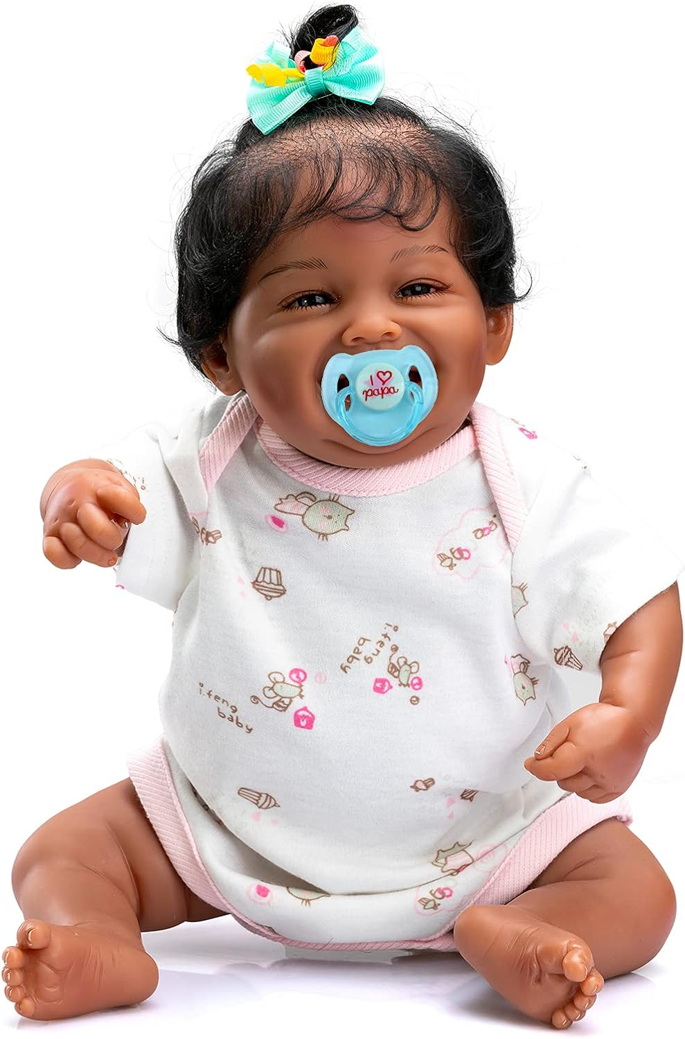 Realistic Reborn Baby Dolls Black Girl 22 Inches Lifelike Handmade African American Weighted Real Silicone Tan Skin Baby Dolls Best Gift Set