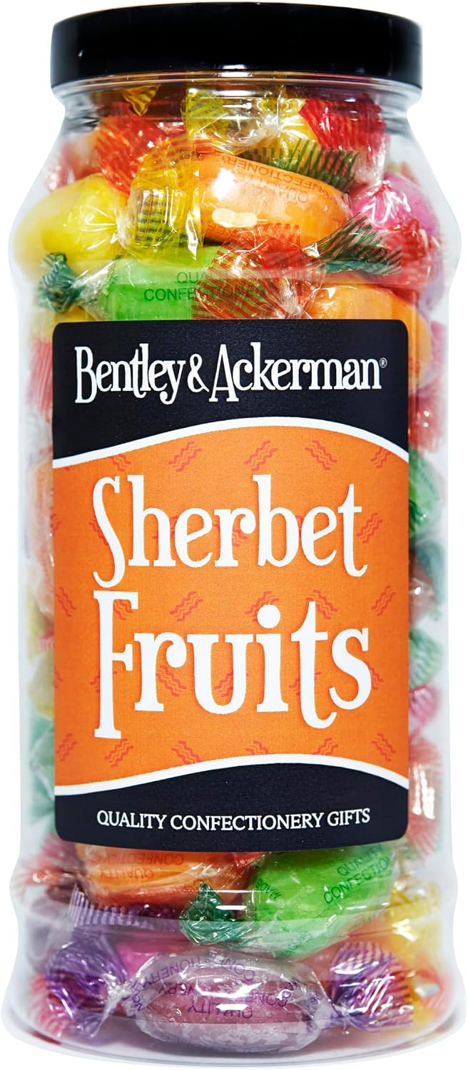 Sherbet Fruits Sweets - (420g) Original Retro Boiled Fruit Sherbets Gift Jar By Bentley & Ackerman's Sweet Shop.