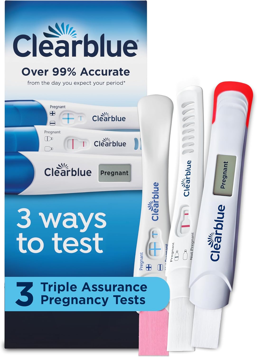 Clearblue Triple Assurance Pregnancy Test Kit, Home Pregnancy Tests, 3 Ways to Test, 3 Ct