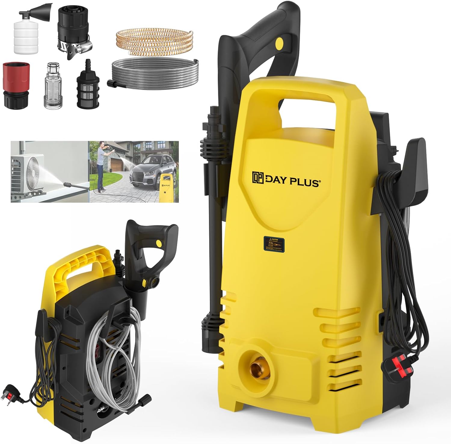 Home and Garden High Pressure Washer, 3-IN-1 Power Jet Nozzle, High Power Pressure Washer 2200W 180 Bar Portable Electric Jet Washer for Patio Car Driveway & Garden with Wide Range of Accessories