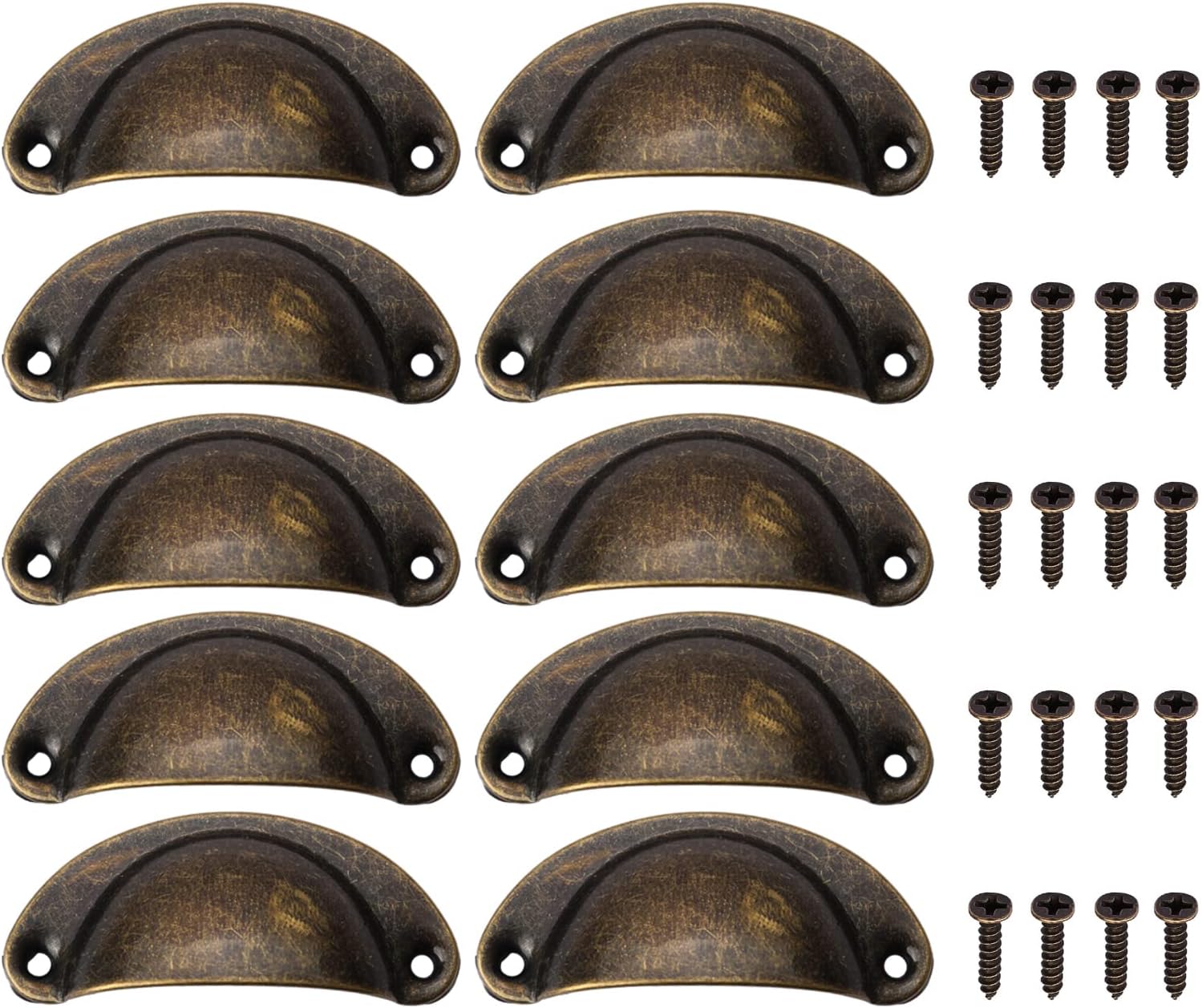 Yuechenggui 10 Pcs Vintage Shell Cup Drawer Handle Retro Pull Handles Semicircle Metal Pull Handle Half Moon Closet Door Drawer Knob Antique Bronze Furniture Knobs