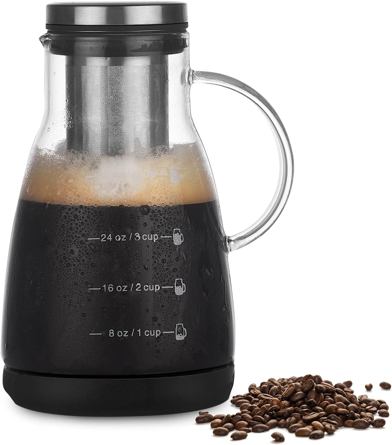 Beowanzk 960ml Iced Coffee Maker, cold brew coffee maker, Coffee Machine, Portable Travel Camping Coffee Machines with Stainless Steel Percolator