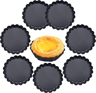 7PCS 4 Inch Mini Tart Pans Removable Bottom Non-stick Quiche Pans Reusable Fluted Edges Small Tart Molds for Pies, Tartlets, Mousse Cakes, Muffins, Kitchen Baking
