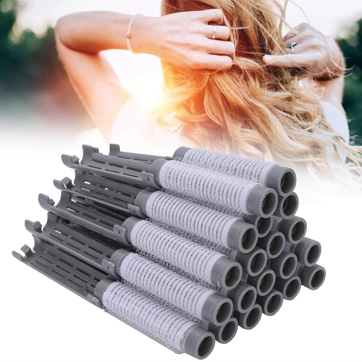 20pcs Hair Perm Rods, Hair Perm Rods Perming Rod Hair Roller, Curler Hairdressing Tool Kit for Salon Barber Home(grey)