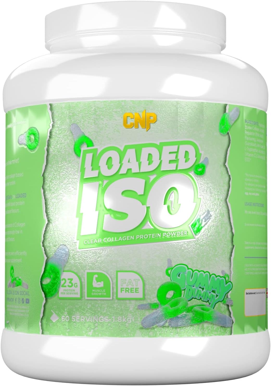 CNP Professional Loaded ISO, Clear Bovine Collagen Protein Powder, 24g Protein, 1.8kg, 60 Servings, Gluten & Lactose Free, 5 Great Tasting Flavours (Gummy Dummy)