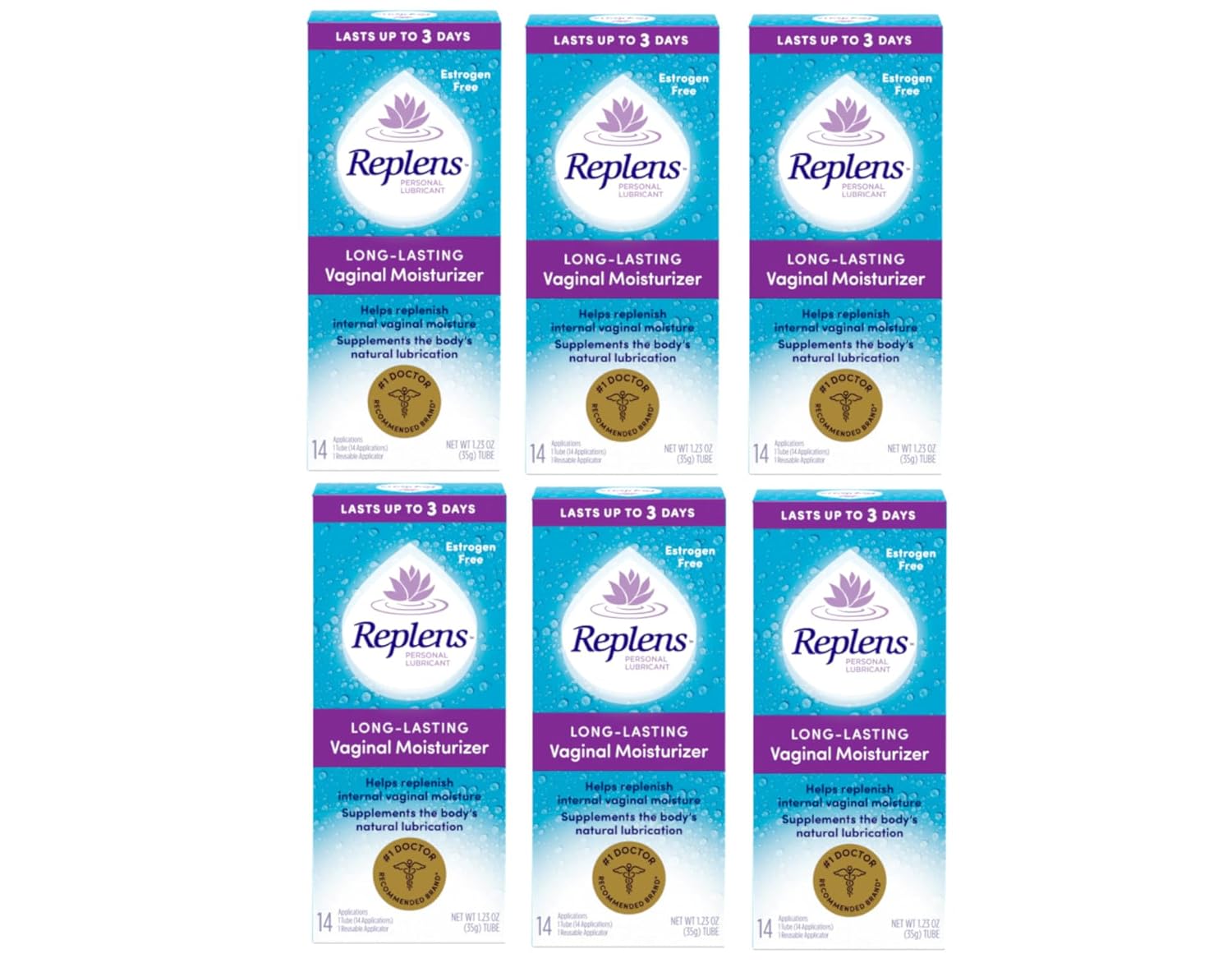 Replens Long-Lasting Vaginal Moisturizer - 14 ct, Pack of 6