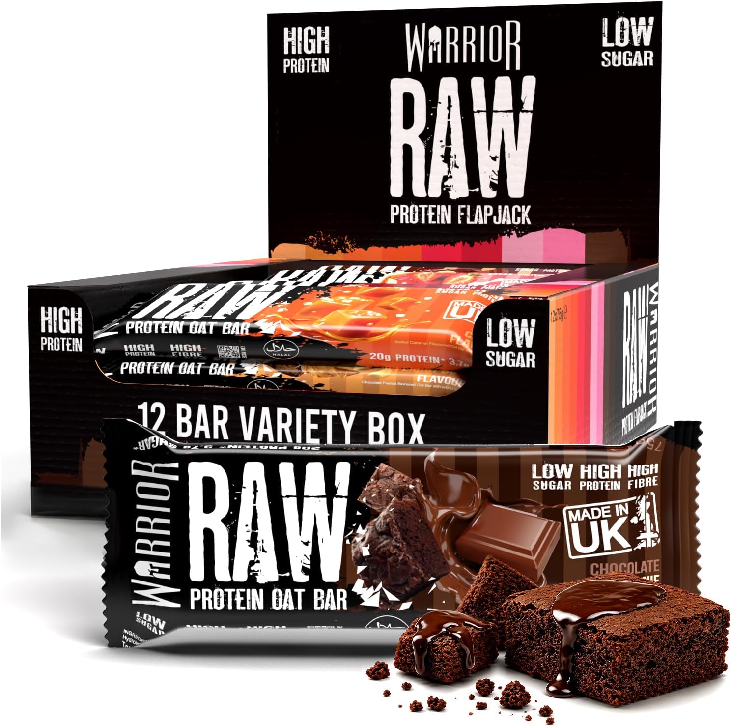 Warrior RAW Protein Bars 12 x 75g High Protein Oat Flapjack Snack