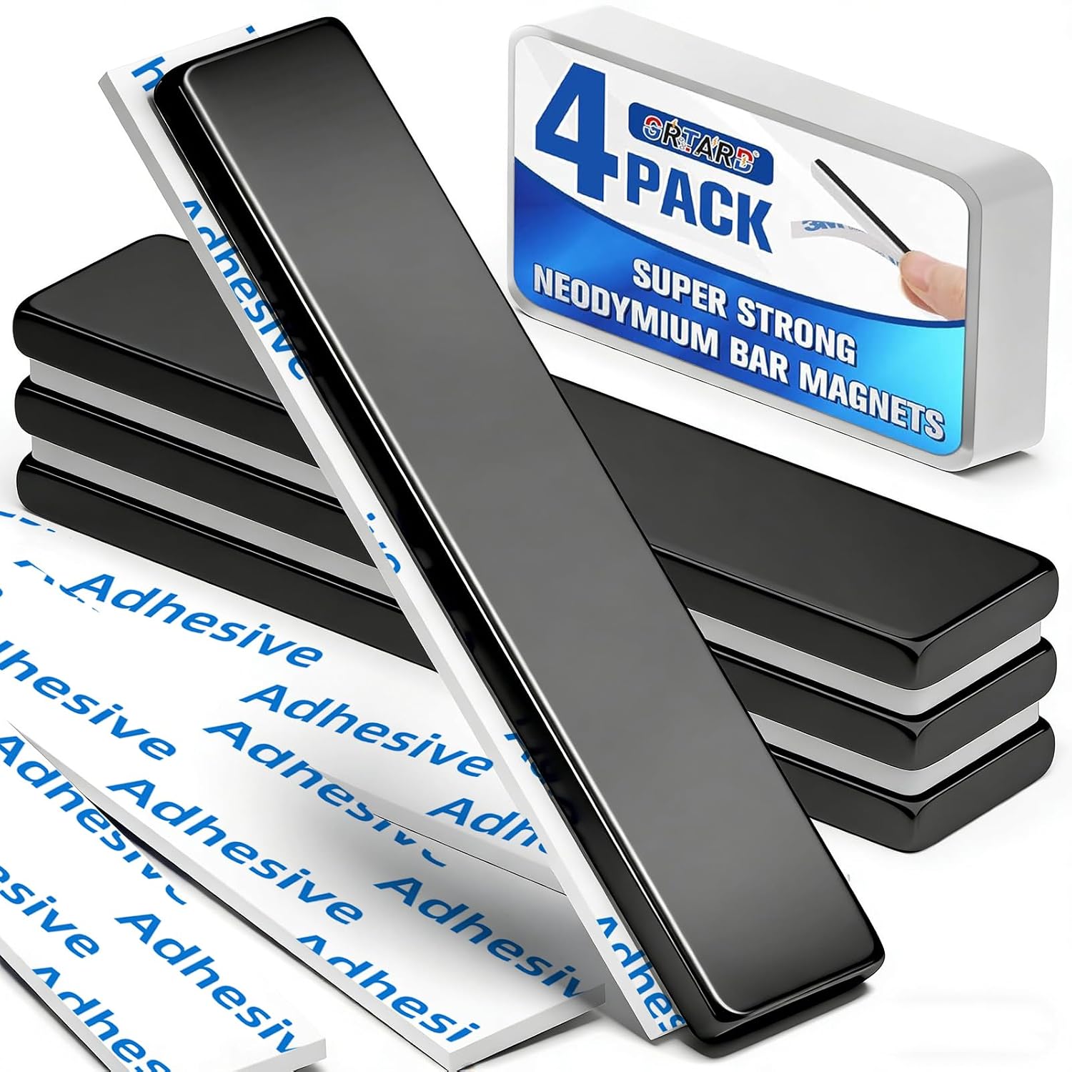 Grtard 4 Pack Neodymium Magnets, Strong Magnet, 60 x 10 x 3 mm