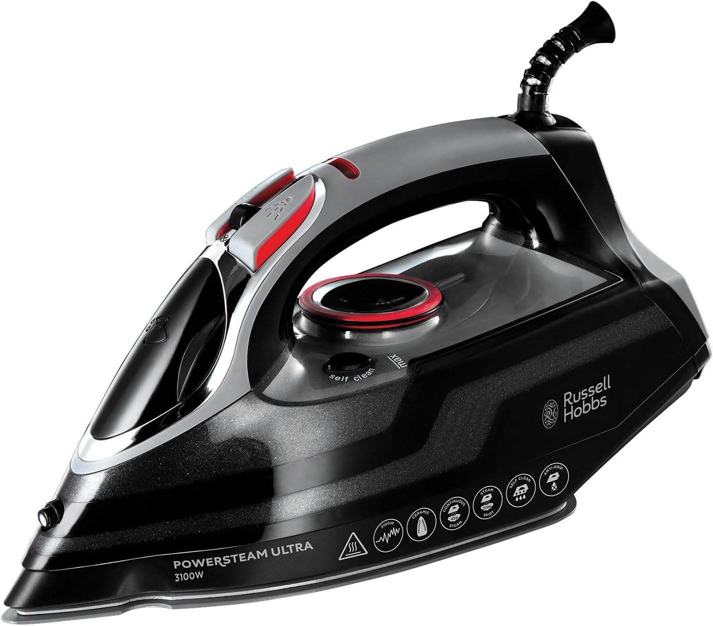 Russell Hobbs Steam Iron, 3100W, 210 g and min Extra Steam Boost, 350ml