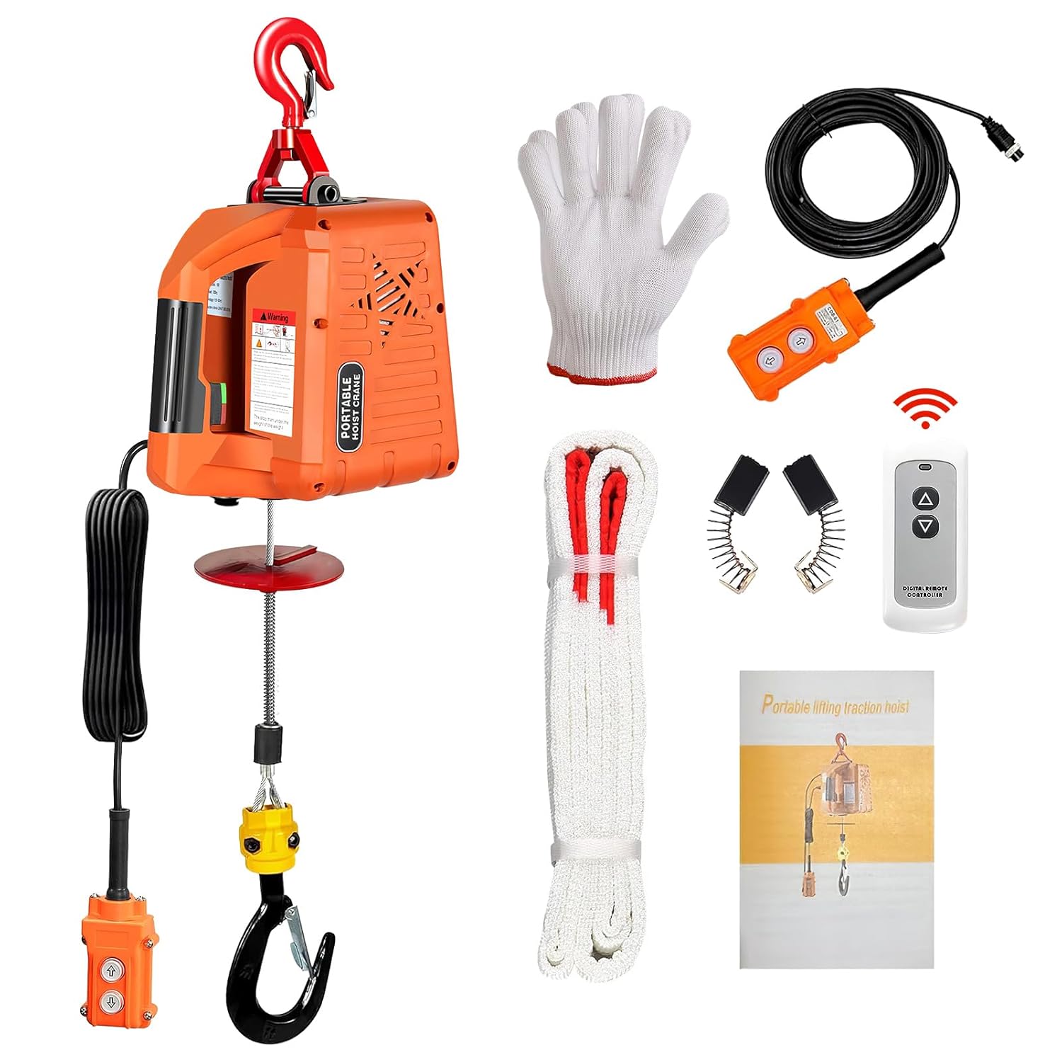 3 in 1 Electric Hoist Winch,1100 lbs Manual/Wired/Wireless Remote Control,110/120V Portable Pure Copp Electric Winch Crane, 25ft Lifting Garage Lifter for Garage, Factory, Warehouse, Balcony